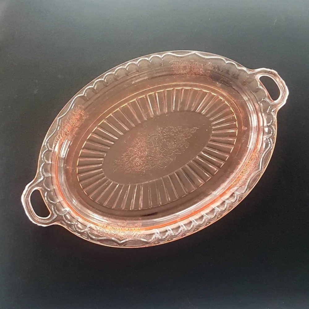 Anchor Hocking MAYFAIR OPEN ROSE Pink Depression Glass, 13.75 Inch Oval Platter